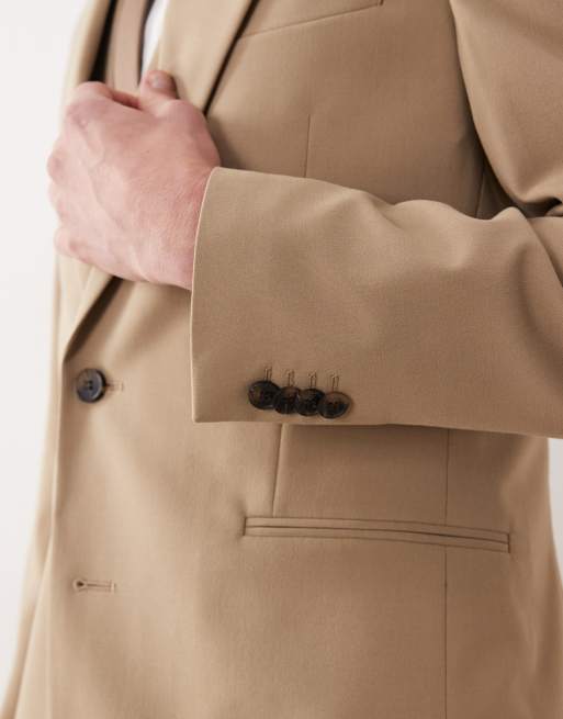 ASOS DESIGN slim suit jacket in stone, 3 of 5