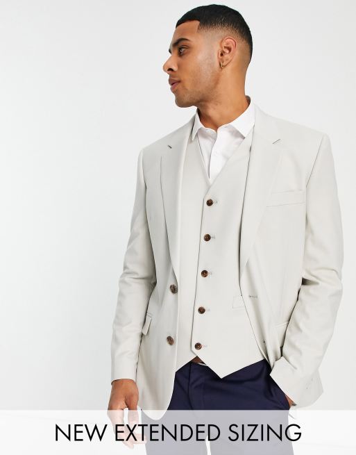 ASOS DESIGN slim suit jacket in stone