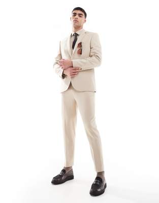 Asos Design Slim Suit Jacket In Neutral