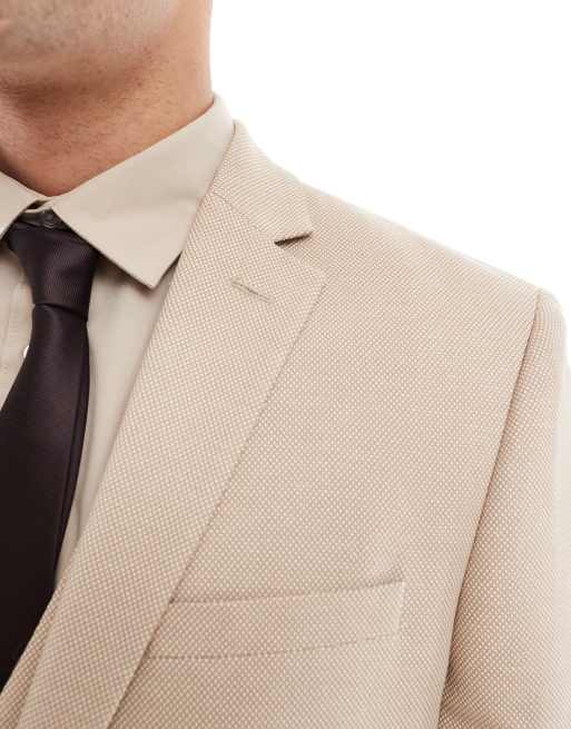 ASOS DESIGN slim suit jacket in textured stone fabric, 3 of 5