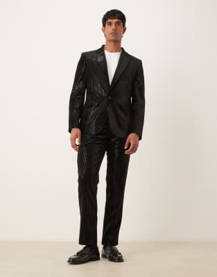 Asos Design Slim Suit Jacket In Black