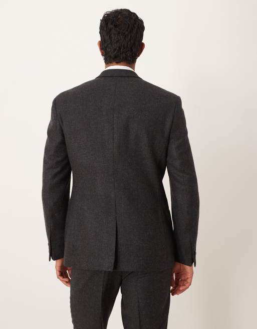 ASOS DESIGN slim suit jacket in wool blend black check, 3 of 5