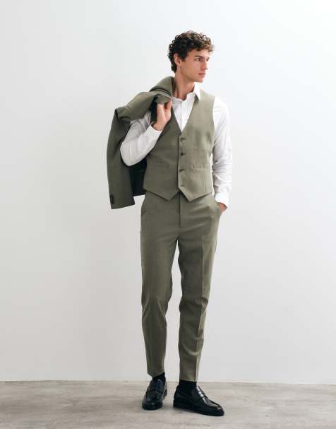 ASOS DESIGN Slim Suit Jacket, Trousers & Waistcoat in Mid Green - view 1