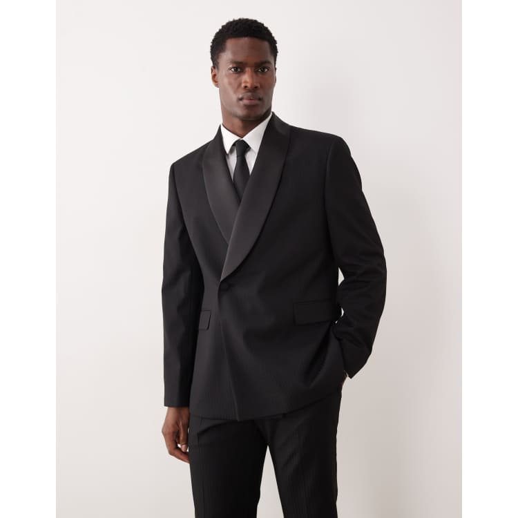 ASOS DESIGN slim suit jacket with tonal micro woven checkerboard 