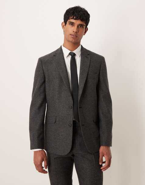 ASOS DESIGN slim suit jacket with wool in charcoal - view 1