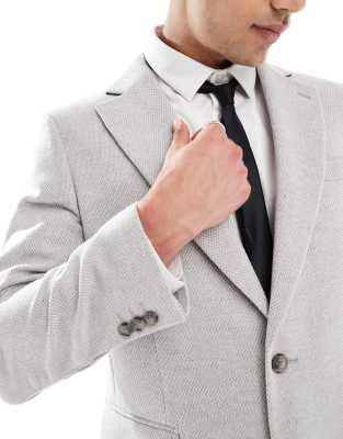 Asos Design Slim Suit Jacket With Wool In Gray