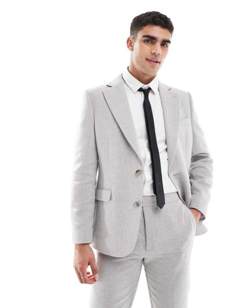 ASOS DESIGN slim suit jacket with wool in grey - view 1
