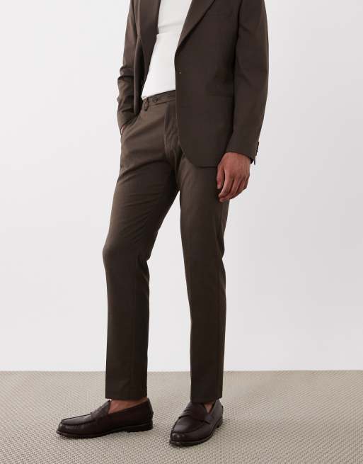 ASOS DESIGN slim suit pants in brown marl, 3 of 5
