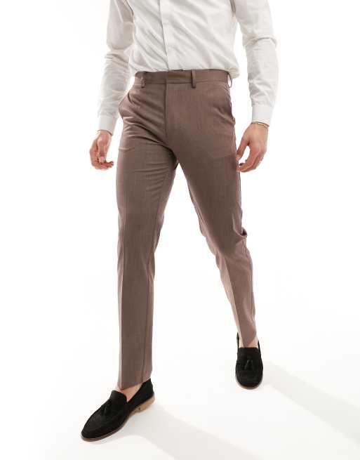 ASOS DESIGN slim suit pants in brown, 2 of 5