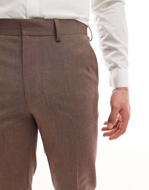 ASOS DESIGN slim suit pants in brown, 4 of 5