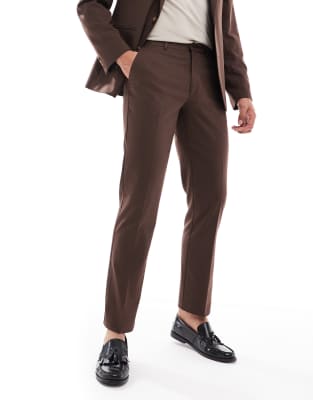 slim suit pants in brown