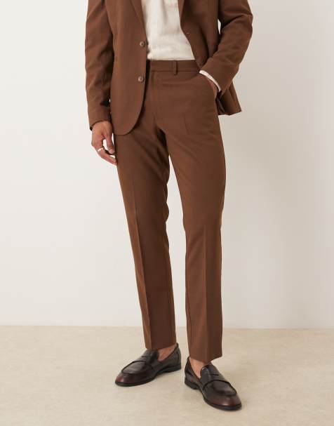 ASOS DESIGN slim suit pants in brown - view 1