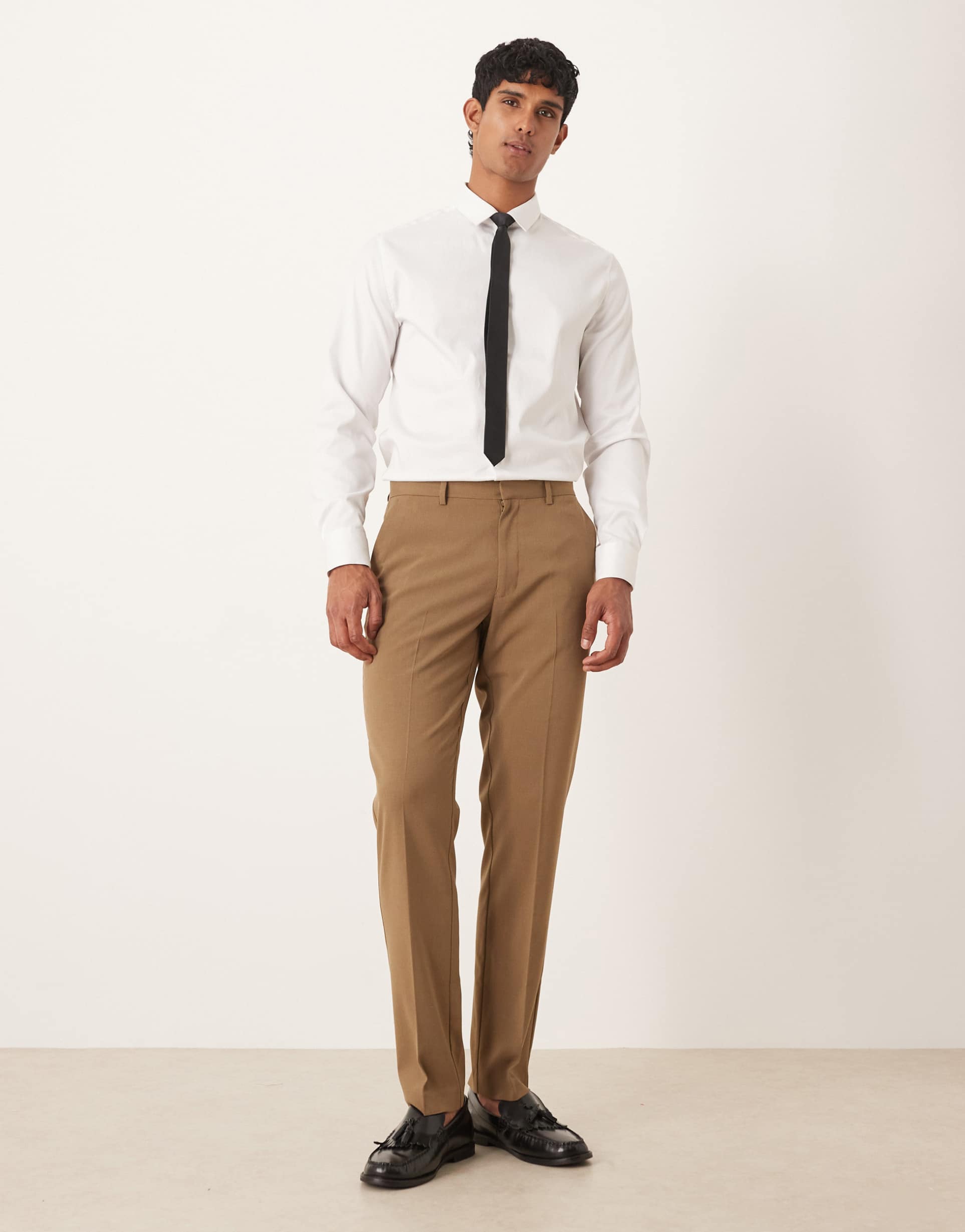 ASOS DESIGN slim suit pants in brown