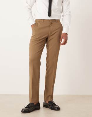 Asos Design Slim Suit Pants In Brown
