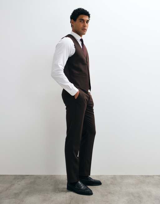 ASOS DESIGN slim suit pants in brown, 2 of 5