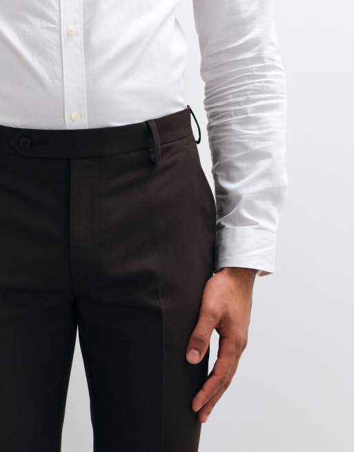 ASOS DESIGN slim suit pants in brown, 3 of 5