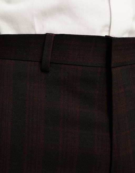 ASOS DESIGN slim suit pants in burgundy check , 2 of 5