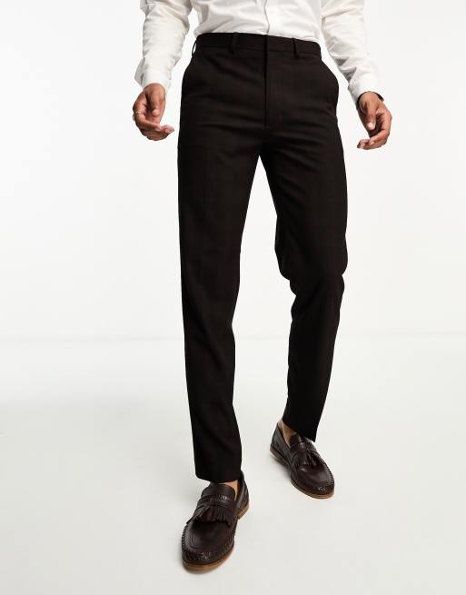 ASOS DESIGN slim suit pants in burgundy check , 3 of 5