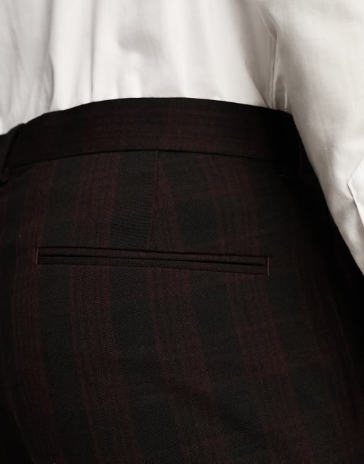 ASOS DESIGN slim suit pants in burgundy check , 5 of 5