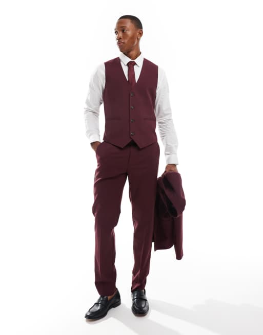 CerbeShops DESIGN slim suit pants in burgundy