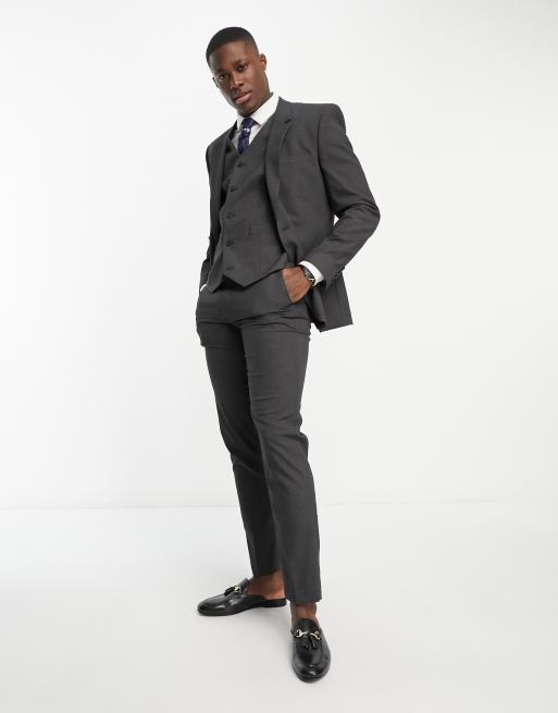 ASOS DESIGN masculine suit pants with elastic waist in charcoal