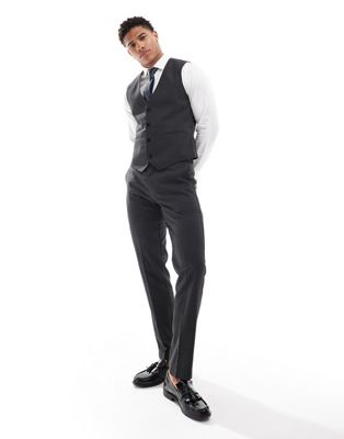 Asos Design Slim Suit Pants In Charcoal-gray