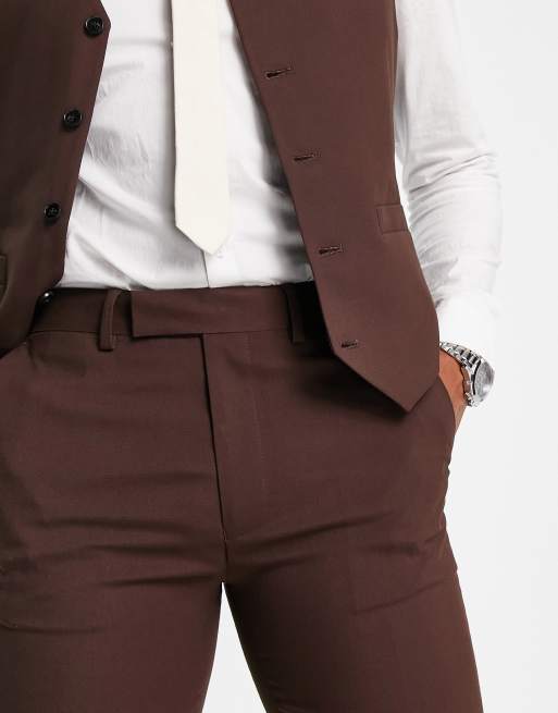 ASOS DESIGN slim suit pants in chocolate | ASOS