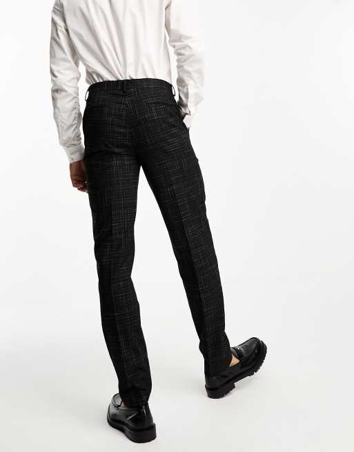 ASOS DESIGN slim suit pants in crosshatch in black, 2 of 5