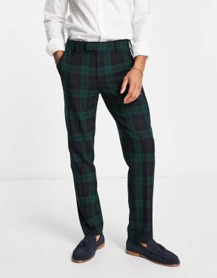 slim fit dress slacks Dark Green Slim Fit Suit Pants main image 0