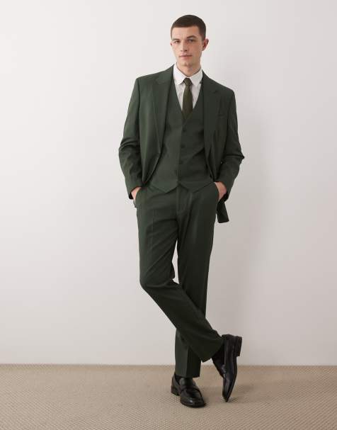 ASOS DESIGN slim suit trousers in dark green