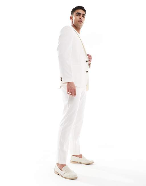 ASOS DESIGN slim suit pants in ecru