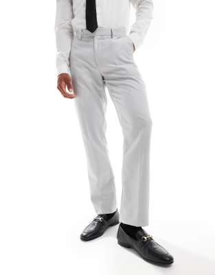 slim suit pants in gray herringbone