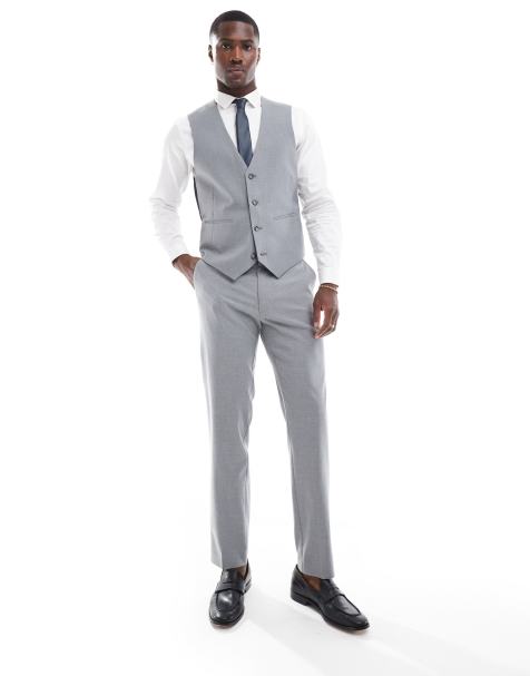 Light grey suit outlet jacket with black pants