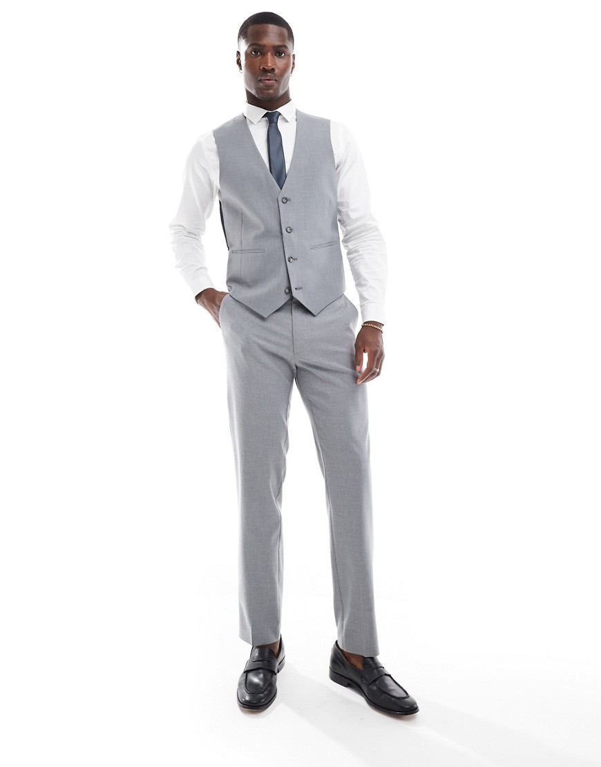 Asos Design Slim Suit Jacket In Gray-grey