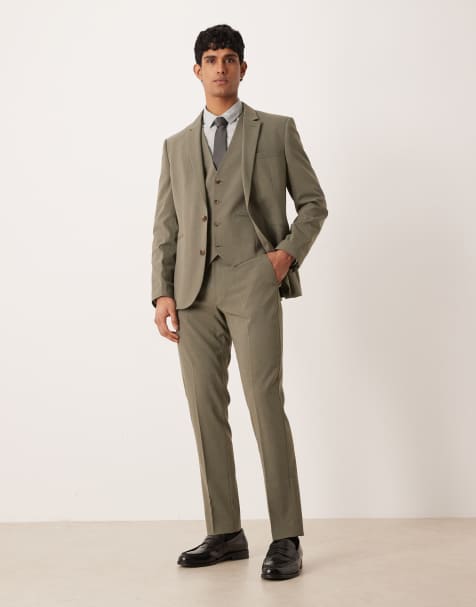 ASOS DESIGN slim suit pants in green - view 1