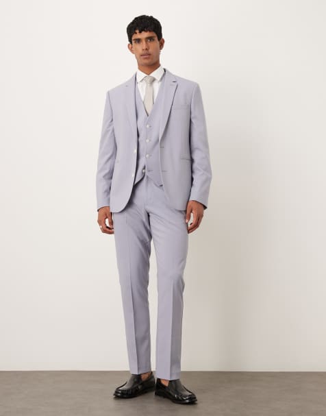 ASOS DESIGN slim suit pants in grey purple - view 1