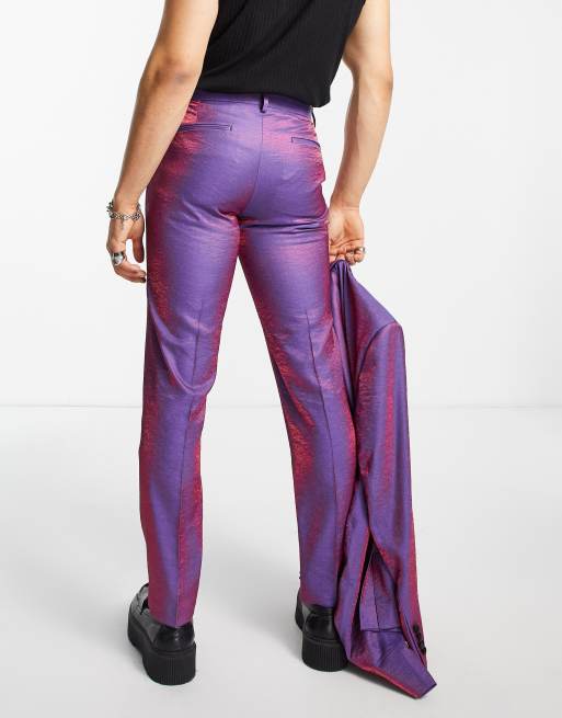 ASOS DESIGN slim suit pants in iridescent purple | ASOS