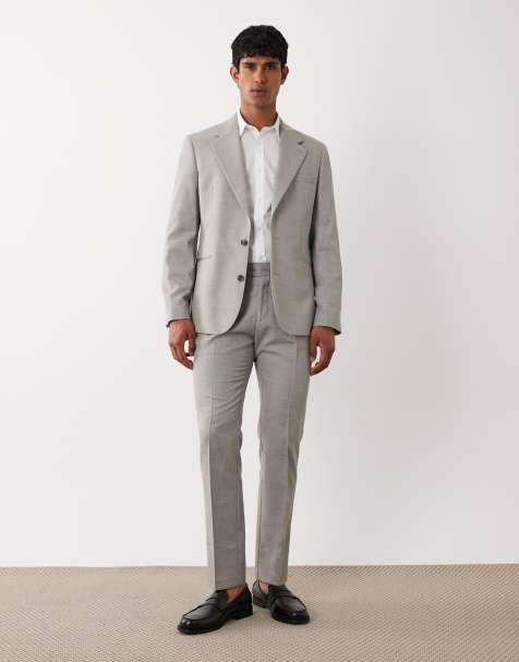 ASOS DESIGN slim suit pants in light grey washable wool blend - view 1