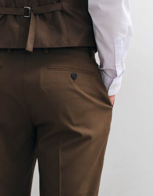 ASOS DESIGN slim suit pants in mid brown, 2 of 5