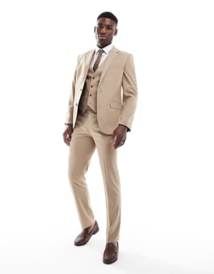 Asos Design Slim Suit Pants In Neutral