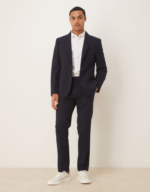ASOS DESIGN slim suit pants in navy flannel, 2 of 5