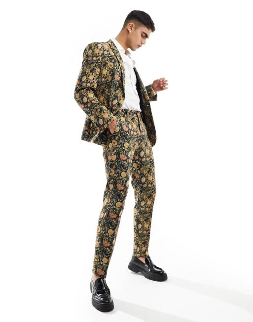 ASOS DESIGN slim suit in navy floral print ASOS