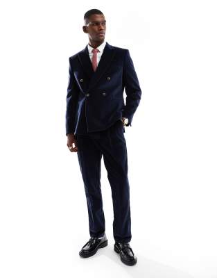 [ASOS DESIGN] ASOS DESIGN slim suit pants in navy lightweight velvet W34 L34 NAVY