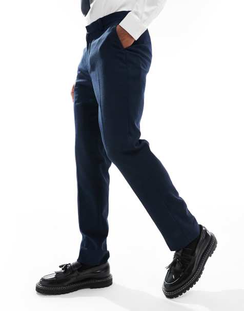 ASOS DESIGN slim suit pants in navy microtexture - view 1