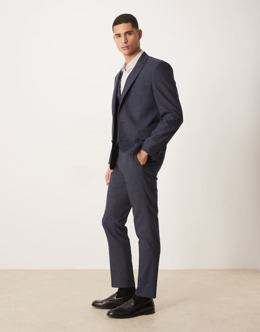 ASOS DESIGN slim suit pants in navy microtexture, 3 of 5