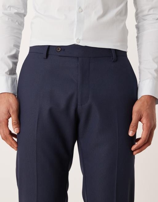 ASOS DESIGN slim suit pants in navy texture, 4 of 5