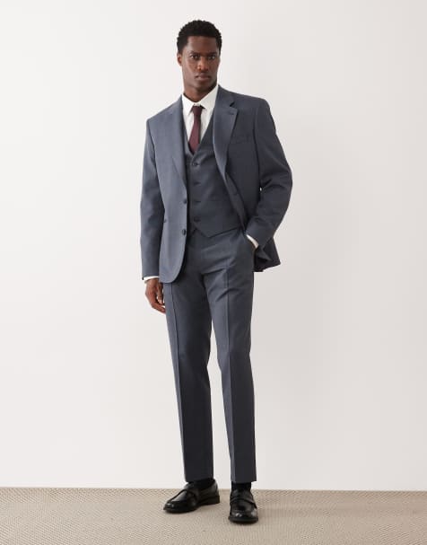 ASOS DESIGN slim suit pants in navy washable wool blend - view 1