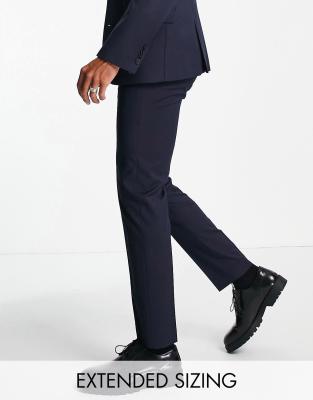 Asos Design Wedding Slim Suit Pants In Navy Micro Texture In Navy