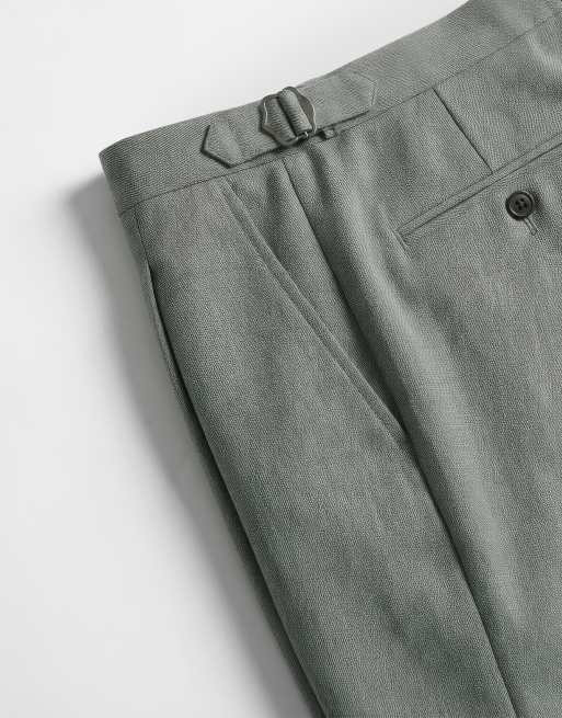 ASOS DESIGN slim suit pants in sage green wool blend tweed, 8 of 9