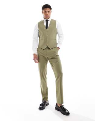 slim suit pants in sage-Green